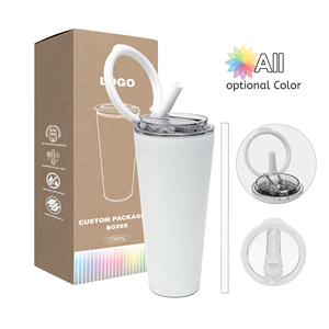 Gobelet isotherme personnalisé en acier inoxydable 304 à double paroi sans BPA avec paille et poignée pour café glacé, idéal pour le bureau et la salle de sport - Product Image 1