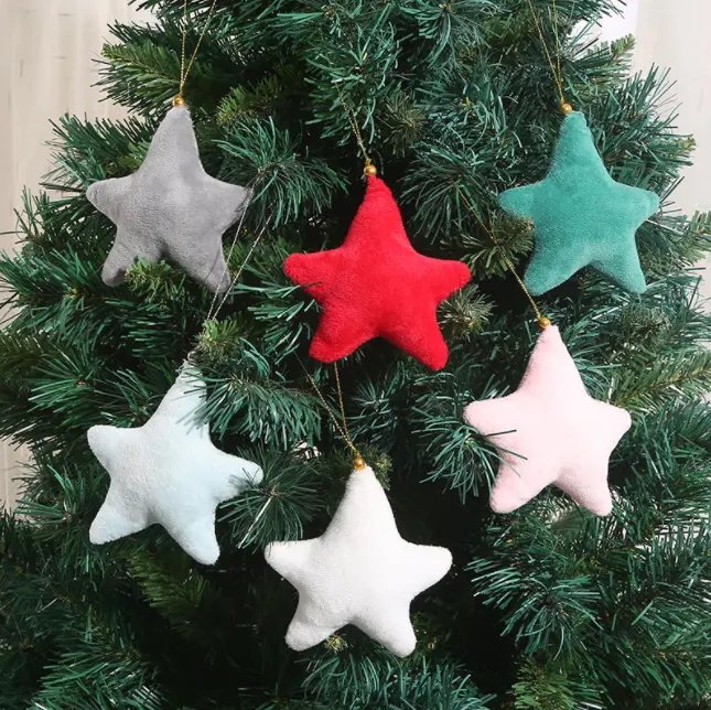 Großhandel Weihnachts baum Anhänger Ornamente hängen Samt Stern Schlüssel anhänger Weihnachts dekoration