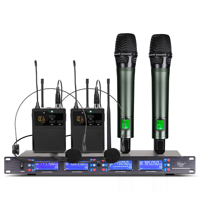 DR2400  Professional 4 Channel Wireless Microphone Bodypack Transmitter Headset Microphone System Stage