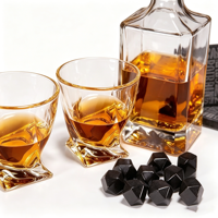 Juego de Decantador de Whisky con 2 Vasos Retorcidos, Piedras Enfriadoras, Caja de Regalo de Madera, Kit de Vasos de Whisky con Logotipo Personalizado para Bar