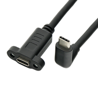 Kabel Ekstensi USB-C Male ke Female Kecepatan Tinggi untuk Panel Mount USB C Female 4K 100W ke Kabel 90 Derajat