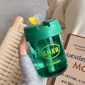 Cher Plastic Straw Water Bottle 500Ml Leak Proof Portable For Students And Gifts - Product Image 4