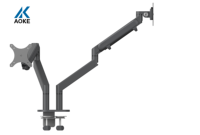 Support double moniteur AOKE, support de bureau réglable, bras pour moniteur LCD, en alliage d'aluminium et acier, produit en stock