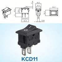 Interrupteur à bascule KCD11 miniature 3 positions 10x15mm 2/3 broches 3A 250V/6A 125V Mini ON-OFF-ON Tactile