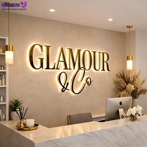 Insegna in Acciaio Inox Nero Opaco Retroilluminata per Salone di Bellezza, Targa con Logo LED Retroilluminato, Decorazione Murale per Estetisti e Spa - Product Image 1
