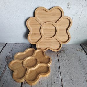 Plateau à fleurs en bambou Zuozhi 20cm 25cm, plateau de service créatif pour thé, collations, fruits, petit-déjeuner, dîner - Product Image 3