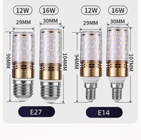 Ampoule à LED à spectre complet, lampe à bougie de maïs Ra90 Indice de rendu des couleurs élevé E27 E14 Anti-lumière bleue 110V/220V 12W 16W 3 couleurs