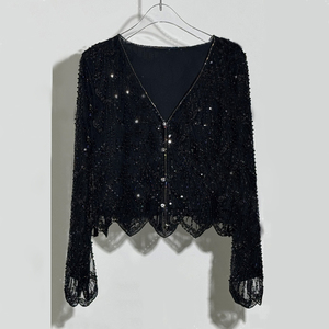 Ensemble de Luxe AELESEEN Mode Défilé 2 Pièces Femme Printemps-Été Cardigan Col V + Jupe Midi Brodée de Paillettes Pour Fête - Product Image 4