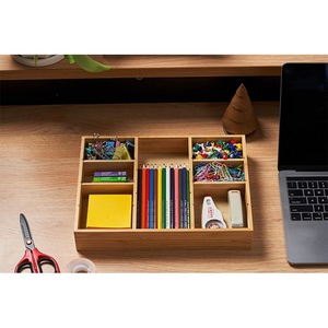 Office Organizer Wooden <b>Drawer</b> <b>Storage</b> <b>Box</b> With Compartments For Desktop Stationery And Miscellaneous Items - Product Image 2