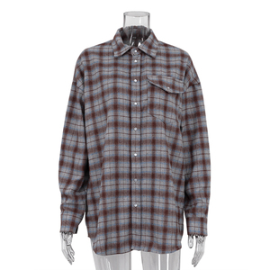 Camisas informales a <span class=keywords><strong>cuadros</strong></span> <span class=keywords><strong>de</strong></span> moda para <span class=keywords><strong>mujer</strong></span>, Tops <span class=keywords><strong>de</strong></span> mezcla <span class=keywords><strong>de</strong></span> algodón y poliéster, <span class=keywords><strong>camisa</strong></span> a <span class=keywords><strong>cuadros</strong></span> personalizada <span class=keywords><strong>de</strong></span> manga larga con botones para <span class=keywords><strong>mujer</strong></span> - Product Image 4