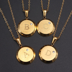 Collar <span class=keywords><strong>de</strong></span> Moda con Colgante <span class=keywords><strong>de</strong></span> 26 Letras en Acero Inoxidable con Circonitas, Cadena <span class=keywords><strong>de</strong></span> Eslabones, Chapado en <span class=keywords><strong>Oro</strong></span> <span class=keywords><strong>de</strong></span> 18K, Regalo - Product Image 1