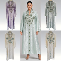 Robe de soirée plissée en cuivre métallisé pour femme, col bénitier, manches à volants, col montant, manches longues, robe longue modeste, vente en gros, nouveauté