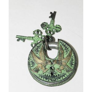 PARIJAT HANDICRAFT Fully Functional Security Locks Beautifully Eagle Engraved Brass Door <b>Padlock</b> with 2 Keys Metal Material - Product Image 3