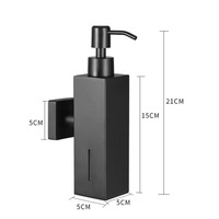 Distributeur de savon mural au design moderne, noir mat, en acier inoxydable SUS304, accessoires de salle de bain