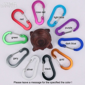 Giá rẻ 5 hình Hợp kim nhôm Keychain khắc logo phẳng dây thép ngoài trời Cắm Trại Đi Bộ Đường Dài Kim Loại Carabiner móc Đen - Product Image 3