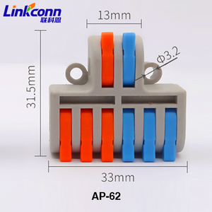 Bloque de terminales industrial de 2 entradas y 6 salidas para conectores de cable, rango de cable de 0.08-4mm², contactos de latón, desconcentrador de nailon AP 62 - Product Image 4