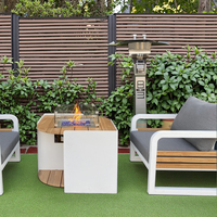 Table extérieure de cheminée en bois de teck de 38 pouces avec canapé