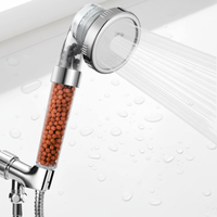 Douche à main en ABS finition chromée, triple sortie, montage mural, haute pression, économie d'eau, filtre à eau minéralisée pour salle de bain