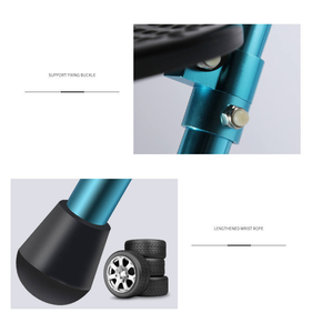 Canne-tabouret pliable légère à hauteur réglable avec lumière LED, radio FM, alarme <span class=keywords><strong>SOS</strong></span>, siège antidérapant et tige en aluminium pour seniors - Product Image 2