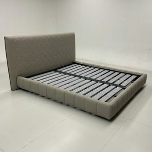 इतालवी आधुनिक लक्जरी चमड़े के बिस्तर रानी और राजा आकार नरम न्यूनतम डिजाइन नरम घर या बेडरूम फर्नीचर सेट - Product Image 3