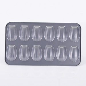 Moule à gâteau en forme de coquille à 12 cavités, plaque de cuisson antiadhésive pour la préparation de desserts à la maison, gris spatial - Product Image 1