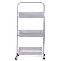 Étagère métallique de rangement mobile pour aliments, chariot utilitaire roulant à 3 niveaux, panier rotatif, chariot de cuisine avec roues
