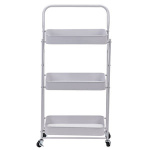 Étagère métallique de rangement mobile pour aliments, chariot utilitaire roulant à 3 niveaux, panier rotatif, chariot de cuisine avec roues - Product Image 3