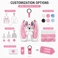 Porte-clés personnalisé en peluche lapin blanc à longues oreilles, pendentif de sac en peluche lama mignon de dessin animé pour cadeau de vacances, décoration intérieure, faible MOQ, OEM, ODM