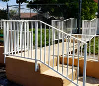 Rampe d'escalier moderne en fer et acier inoxydable avec verre pour balcon, installation DIY, résistante aux intempéries, pour cour extérieure, villa et hôtel