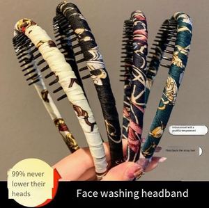 Serre-tête à dents en tissu zig-zag motif requin pour femme, antidérapant, avec peigne intégré - Product Image 2