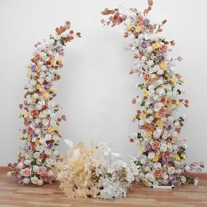 8x8婚礼玫瑰花卉3D卷起布花面板白花墙背景