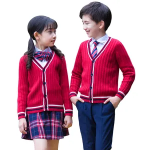 Vscoo Oem & Odm Hoge Kwaliteit V-hals Lange Mouwen Vest Knit Schooluniform Unisex Trui