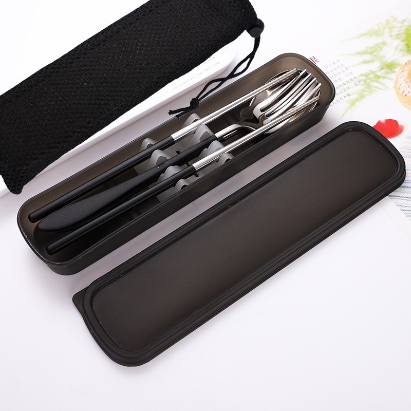 [Three-Piece Set] Silver + Black + Black Box Black Bag