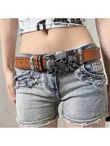 Cinturón Juvenil Punk con Calavera y Botones a Presión de PU, Cinturón Casual de Plástico, Cinturón Gótico Moderno para Hombres y Mujeres, Moda <span class=keywords><strong>2026</strong></span> - Product Image 6