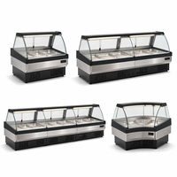 Vitrina Refrigerada para Carnes y Alimentos Frescos de Supermercado, Acero Inoxidable, con Elevación de Bandejas y Cristal Curvo, 0-10°C, ¡Gran Oferta!