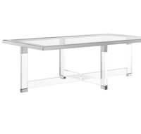 Table basse rectangulaire moderne de haute qualité en acrylique et métal pour le salon