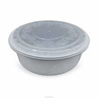 Conteneur alimentaire à emporter en PP de 3500 ml avec couvercle - Boîte de restauration ronde anti-effraction - Jetable, étanche, sans BPA, recyclable