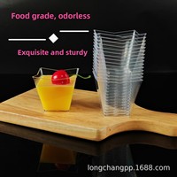 Élégant gobelet à dessert carré minimaliste de 120 ml - Bol à mousse en plastique PS transparent effet verre pour mariages et événements de restauration