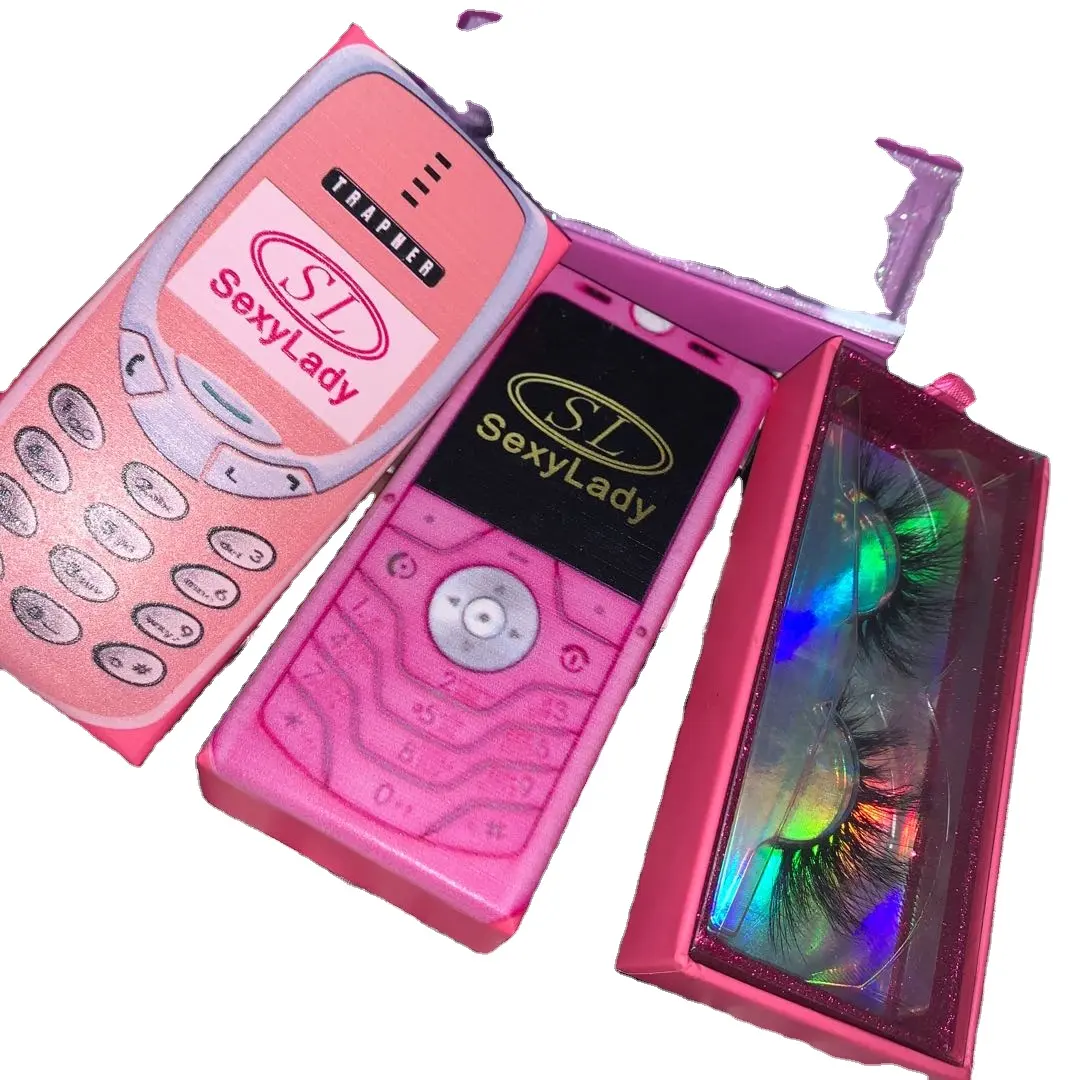 2020 free sample cell phone box new sale 3d/5d/25mm mink eyelash extension private label packaging box false 3d mink eyelashes