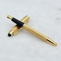 Stylos à bille en métal haut de gamme en laiton plaqué or CNC avec logo personnalisé Stylos à bille en métal doré en laiton fantaisie pour l'écriture Marque personnalisée disponible