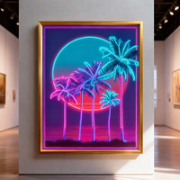 Peinture décorative en verre de palmier de coucher de soleil tropical personnalisée art mural moderne pour le salon chambre à coucher décor à la maison vente en gros