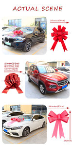 Maravilloso tamaño grande 30 ''rojo preatado lazo de boda decoración de fiesta cinta de boda gigante <span class=keywords><strong>para</strong></span> coche flocado grande 30 pulgadas arco de coche - Product Image 3