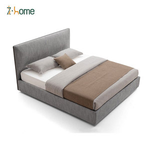 Resorte de caja europeo cama doble tapizada suave y duradera diseño minimalista de madera de alerce sólida directa de fábrica al por mayor - Product Image 5