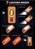 Lámpara de Trabajo Multifuncional Recargable de 1000LM COB LED 360 °   Lámpara de Tubo Flexible con Clip Magnético, Luz de Inspección, Emergencia en Exteriores