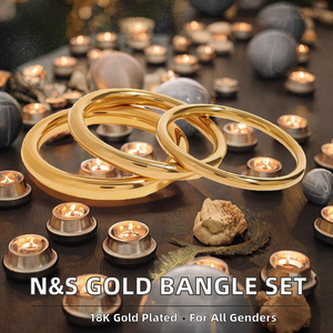 No Fade 18K <b>Gold</b> Plated Stainless Steel Geometric Trendy Women's Bangle for Anniversary Occasion - Product Image 2