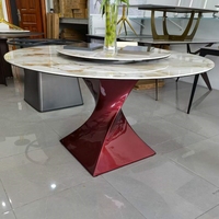Nouvelle table à manger ronde en FRP avec plateau en marbre artificiel, style artistique, pour restaurant, mobilier de Foshan