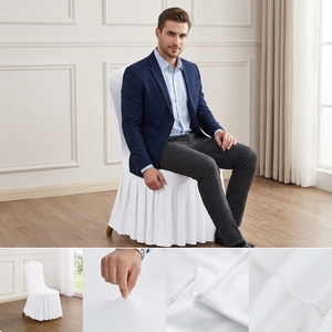 Funda de Silla Plisada de 1 Pieza con Spandex <span class=keywords><strong>para</strong></span> Hotel, Banquete, Fiesta, Eventos, Decoración de Bodas, Protector de Asiento Blanco - Product Image 3