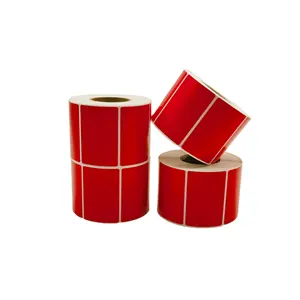 Kompatible benutzerdefinierte 60 mm * 40 mm Größe 1.000 Stück rote selbstklebende Etikettenrolle wasserdicht für Fabrik-Direktthermotiketten