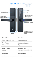 Serrure de porte intelligente étanche Tuya WiFi App, poignée de porte à empreinte digitale, serrure numérique sans clé