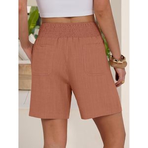 FOXA Linen Shorts Women High Waisted Wide Leg Casual Summer Breathable With <b>Pockets</b> Beach Vacation Lounge 2026 Spring - Product Image 4